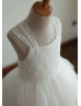 Ivory Lace Tutu Tulle Tea Length Flower Girl Dress